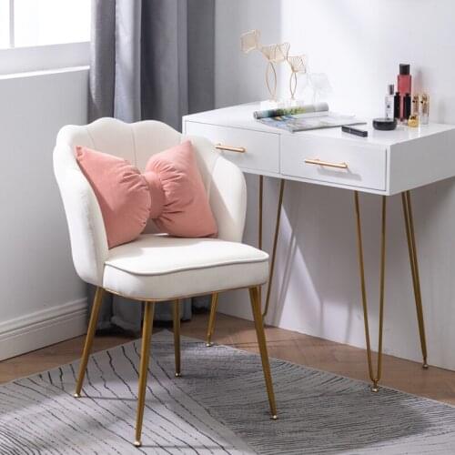 Nordic Light Luxury Dining Chair Net Red Makeup Chair Simple Creativity Princess Back Manicure Shop Dressing Stool White Leather