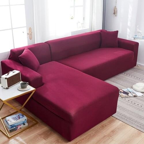 Pure color elastic stretch sofa cover need to order 2 pieces of sofa cover if L-shaped sofa combination sofa chaise longue cover