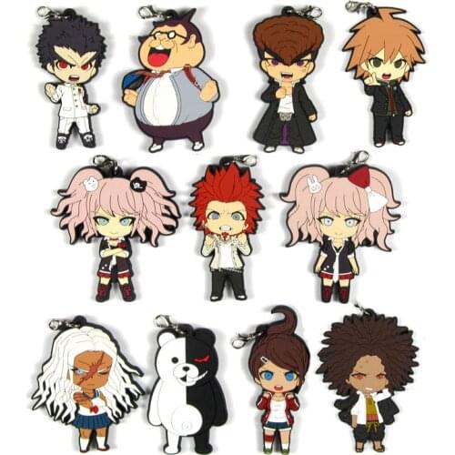 Original Anime Danganronpa Rubber Keychain Trigger Happy Havoc Pendant Enoshima Junko Monok mobile phone charms/key chain/strap