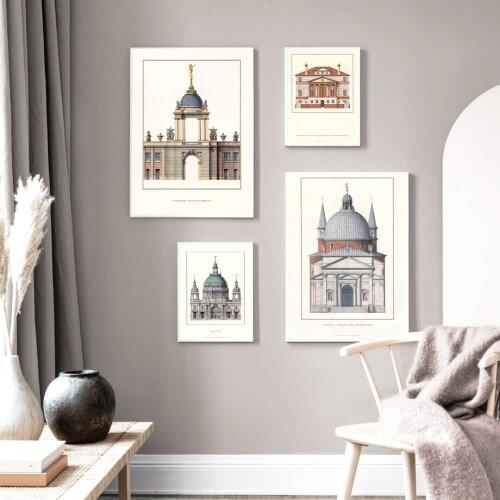 Famous Building World City Tour Travel Scenery Vintage Landscape Poster Prints Wall Art Canvas Painting Living Room Home Decor