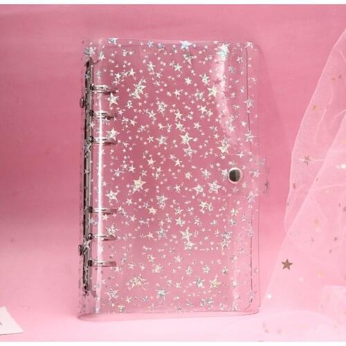 6-hole PVC Transparent Note Girl Heart Account Book Set Custom Notebook Student Book Book Shell Loose-leaf Hand Account Cover