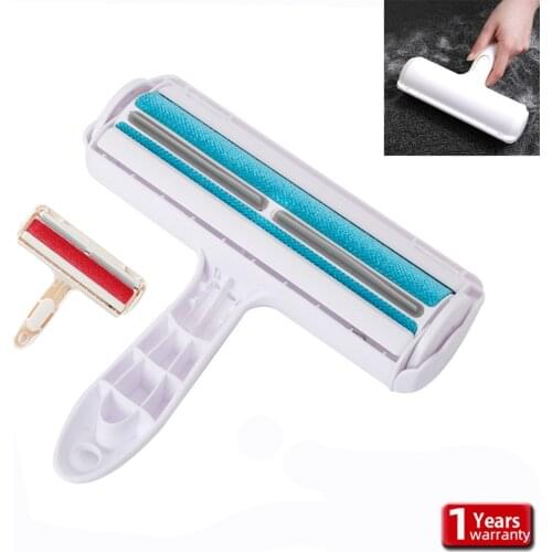 Pet Hair Roller Remover Lint Brush 2-Way Dog Cat Comb Tool Convenient Cleaning Dog Cat Fur Brush Base Home Furniture Sofa Clothe