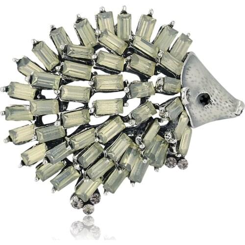Rhinestone Cute Hedgehog Animal Brooches for Women Enamel Brooch Pins Jewelry Accessories