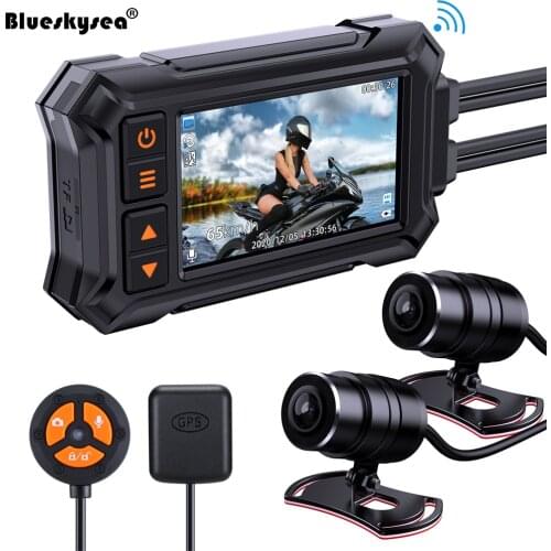 Blueskysea A12 WIFI Motorcycle DVR Dash Cam Dual Lens HD 1080P Motorbike Video Recorder Night Vision GPS Dashcam Waterproof IP67