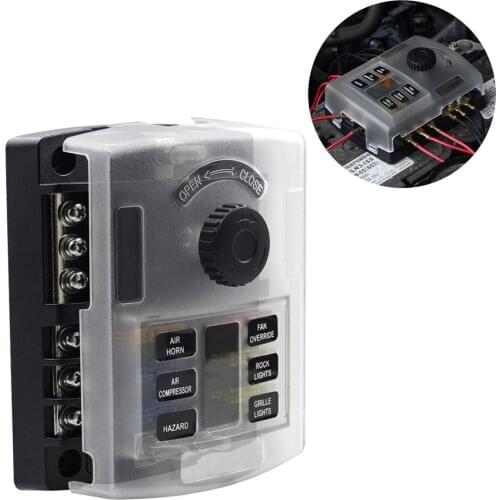 High Current Blade Fuse Block Base Waterproof 6-Way Fuse Box with LED Indicator
