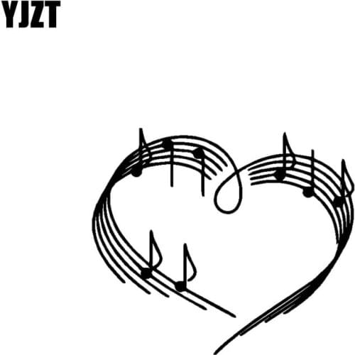 YJZT 17.8CM*15.3CM Rock Heart Music Symbol Vinyl Car Sticker Decals Black Silve C13-000595