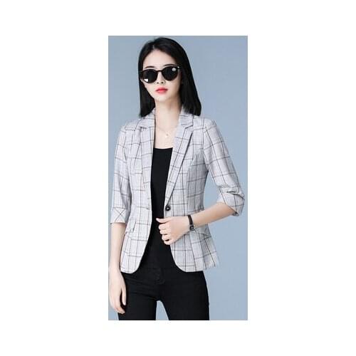 High Quality 2021 Autumn Women Plaid Blazer New Style Winter One Button Work Wear Female Fashion Temperament Casual Suit Xxxxl