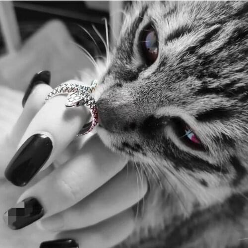 New Retro Punk Exaggerated Spirit Snake Ring Fashion Personality Stereoscopic Opening Adjustable Ring Jewelry