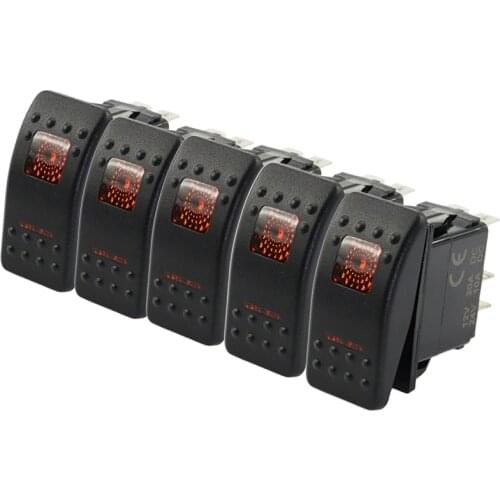 1Pc 12-24V 5 Pin Car Bar Rocker Toggle Switch Car Boat Marine Rocker Switch Button with LED indicator light for Car Boat Truck