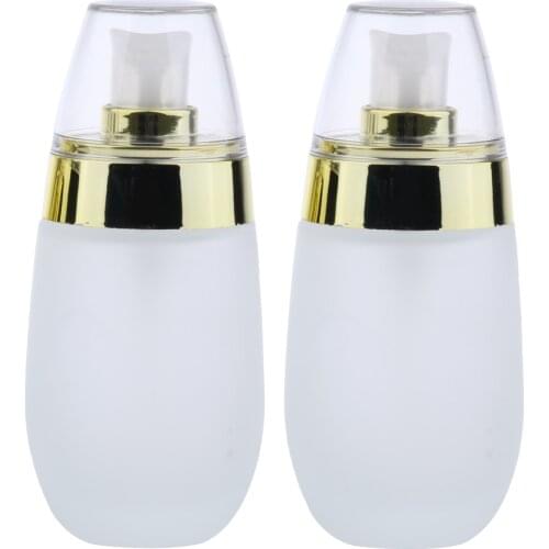 2pcs × 50ml Empty Glass Bottles Dispensers with Pump, Gel Lotion Pump Dispenser Cosmetic Cream Spray Bottles