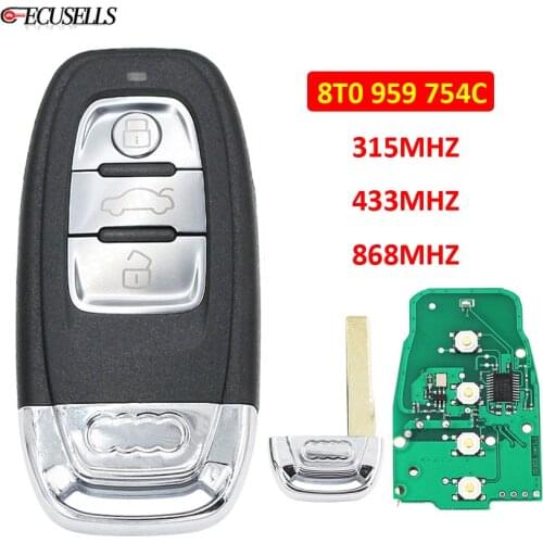 3 Button Remote Car Key 8T0 959 754 C 315MHZ 433Mhz 868Mhz 8T0959754C for Audi A4 A5 A6 A7 A8 S4 S5 RS4 RS5 Q5