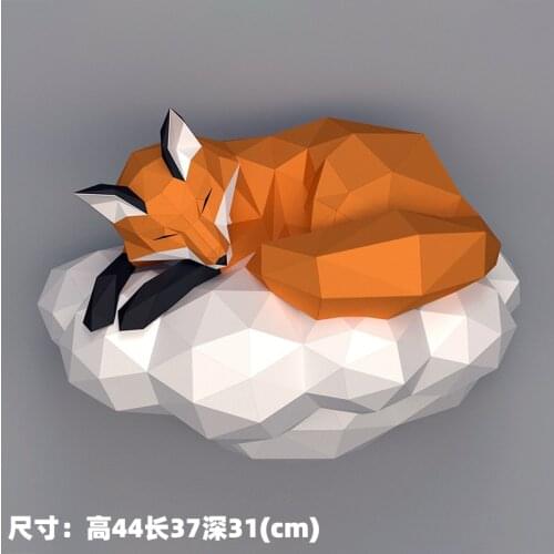3D Paper Model Cloud Fox Papercraft Home Decor Wall Decoration Puzzles Educational DIY Kids Toys Birthday Gift 6943
