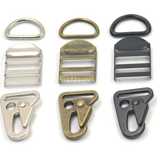 5 Sets Hook 1" 25mm Sling HK Dee D ring Lock Triglides Slides Sling Rifle Webbing Strap