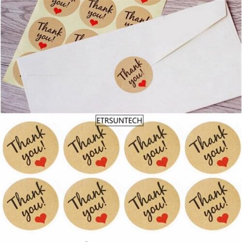 500pcs Thank you Stickers Birthday Party DIY Handmade wtih Love Red Heart Round Scrapbooking Paper Labels Seal Sticker