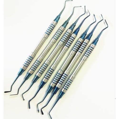 7pcs Dental Composite Resin Filling Spatula Titanium plated Head Resin Filler Set thick handle Restoration set Dental Instrument