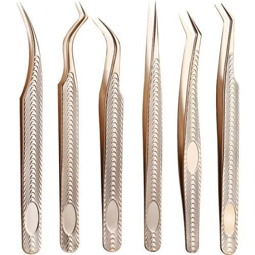 8 kinds Eyelash Extension Tweezers for Classic Lashes Easy fan eyelash Russian Volume eyelashes Accept make own logo Whoesale