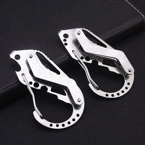 DIY Pocket Key Wallet carabiner Smart keychain Key Ring Wallets Portable Compact Stainless Steel Multi-functional Clip