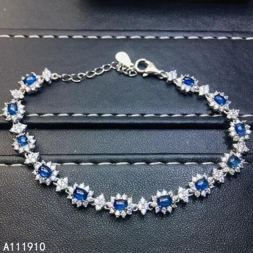 KJJEAXCMY fine jewelry 925 sterling silver inlaid Natural sapphire exquisite ladies Bracelet classic support detection fashion