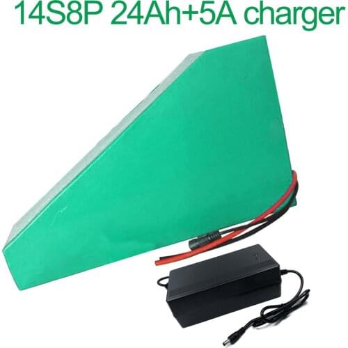 With 5A charger 52V 24Ah 14S8P 18650 Li-ion Battery Pack E-Bike Ebike electric bicycle 265*250*180*70*70*45mm