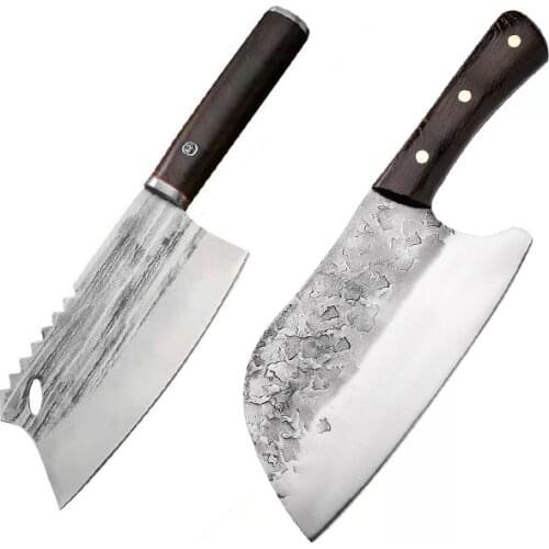 Carbon Steel Forging Knife Full Tang Traditional Kitchen Knife Meat Vegetable Fish Cutter Boning Knife Cleaver Cooking Knives