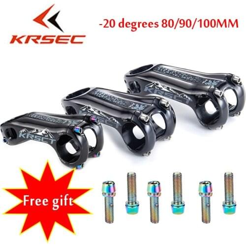 KRSCT MTB Stem 28.6*31.8mm Short Handle Stem -20 Degree Ultralight Aluminum Alloy CNC 80/90/100mm For XC AM Bike Parts