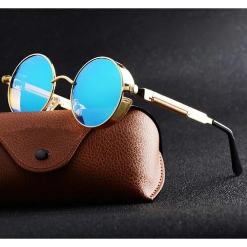Round Metal Sunglasses Steampunk Men Women Fashion Glasses Brand Designer Retro Vintage Sunglasses UV400