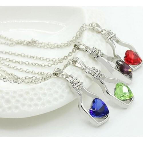 Girlfriend girl lady female couple metal silver color wish bottle drift bottle charm necklace clavicle chain pendant