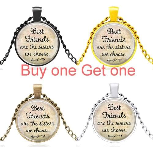 Best Friend Are the Sisters We Choose Glass Dome Black Necklace Pendant Men Women Jewelry Accessories Gift
