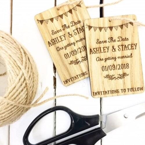 Save the date magnet card personalized wedding invitation spring summer save date wooden save date plant