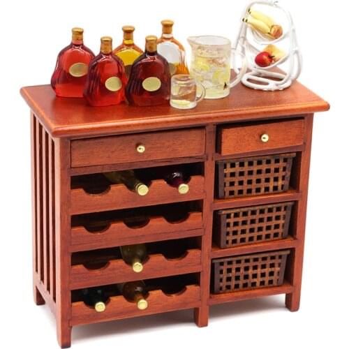 1pc 1:12 dollhouse simulation model mini mahogany wine cabinetfurniture display kitchen Wooden Box Miniature Kitchen Accessories