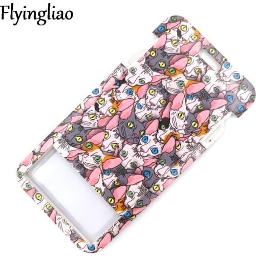 Hairless Sphynx Cat Fashion Lanyard ID Badge Holder Bus Pass Case Cover Slip Bank Credit Card Holder Strap Card Holder