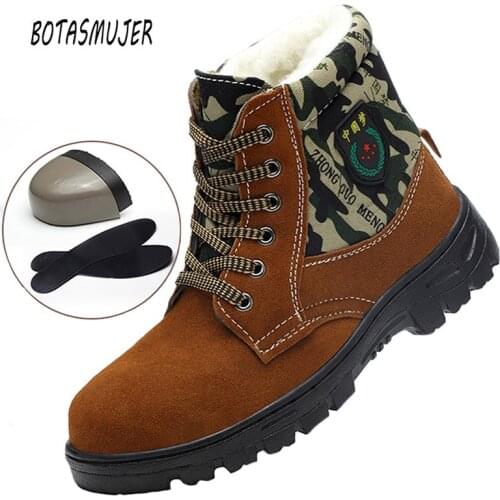 Winter Labor Protection Cotton Shoes Men High Help Cold Anti-slip Steel Bag Head Anti-smashing Anti-piercing Work Safety Shoes