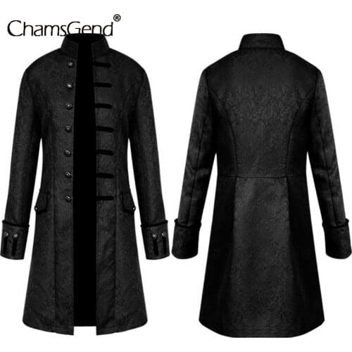 Men Victorian Costume Tuxedo Fashion Tailcoat Gothic Steampunk Trench Jacket Coat Frock Outfit Uniform Vintage Cosplay Outwear