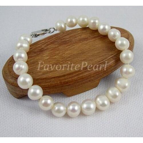 New Arrival Pearl Bracelet AA 7-8mm White Round Natural Freshwater Pearl Bracelet Handmade Fine Jewelry Charming Women Gift