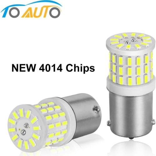 2pcs New 1156 P21W LED BA15S 1157 P21/5W BAY15D LED 4014 Chips Car Lights Reserve Lamps Auto Brake Bulb car Signal light 12V