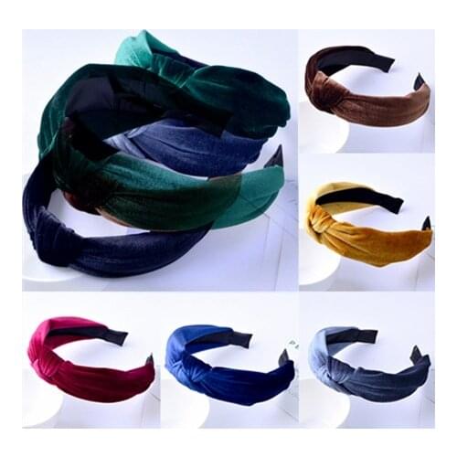 1 PC Fashion Knot Cross Tie Solid Hair Band Hairband Knitted Rib Girls Bow Hoop Hair Accessories Velvet Twist Headband