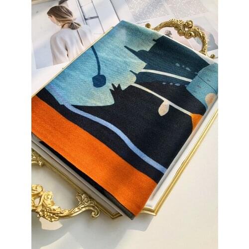 100% Cashmere scarf Women Wrap female autumn and winter Korean version of wild cute animal pattern long shawl dual-use 200cm