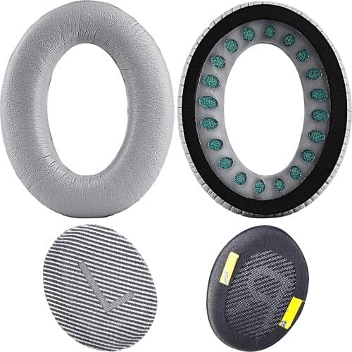 QC35 Replacement Ear Pads Cushion kit Muffs Parts Compatible with Bose quietcomfort 35 ii Wireless Headphones.(Silver)
