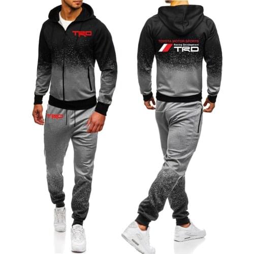 2021 Mens Toyota Motorsport TRD 2 Pieces Sets Tracksuit Men Sweatshirt+pants Pullover Casual Fashion Male Hoodies Sportwear Suit