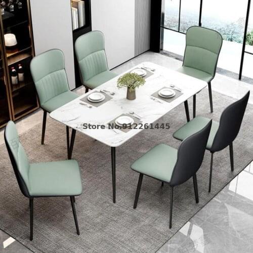 Light luxury dining chair simple small apartment home dining table chair leisure with backrest stool restaurant leather chair fa