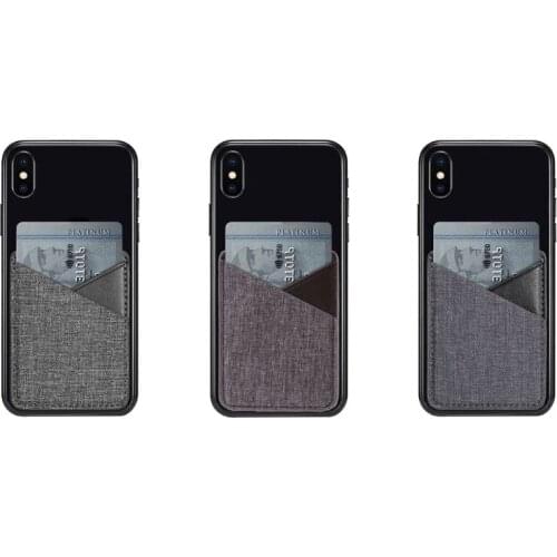 Slim Canvas Mobile Phone Wallet Credit ID Card Holder Adhesive Pocket Sticker