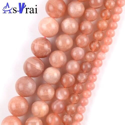 High Quality Genuine Natural Stone Sunstone Beads For Jewelry Making 4 6 8 10 12mm Round Loose Spacer Beads DIY Bracelet Charms