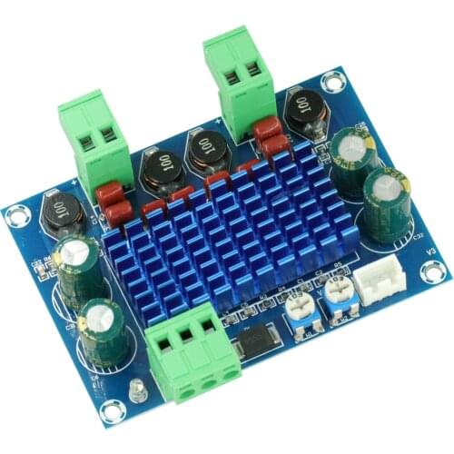 High Power Digital HIFI Power Amplifier Board 2*120W XH-M572 TPA3116D2 Chassis Dedicated Plug-in Input 5V 24V 28V output 120W