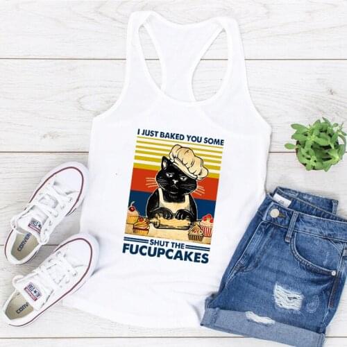 Vintage Crap Cat Printed Women Tank Top Sleeveless Vest Tops Anime Clothes Casual Harajuku Tank Tops for Woman Mujer Camisetas