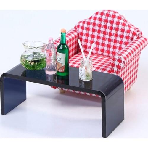 1:12 Dollhouse Miniature Acrylic Teatable Coffee Table Living Room Kid Toy Simulation Room/furniture Doll House Toy Accessories