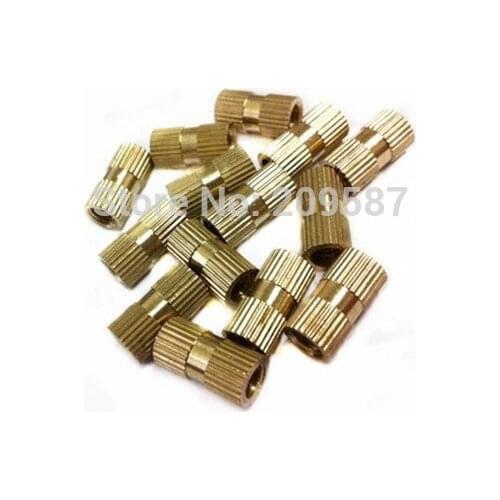100pcs Brass Knurl Nuts M4x16mm(L)-6mm(OD) Metric Threaded insert