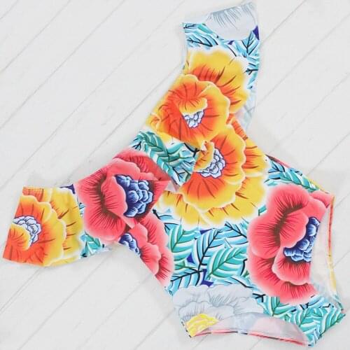 2017 Sexy Off Shoulder One Piece Swimsuit Print Flowers Padded Thong Bodysuit Women Bathing Suits Beach Monokinis Swimwear