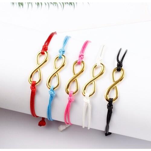 2019 Handmade Weave Colorful Rope Bracelet Bangle Charm Gold 8 Shape Rope Chain Bracelet Fashion Couple Simple Jewelry Gift