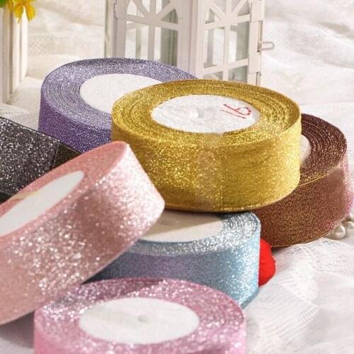 40mm Glitter Organza Ribbon Colorful Gift Tapes for Wedding Party Christms Decor 22Meters Per Roll