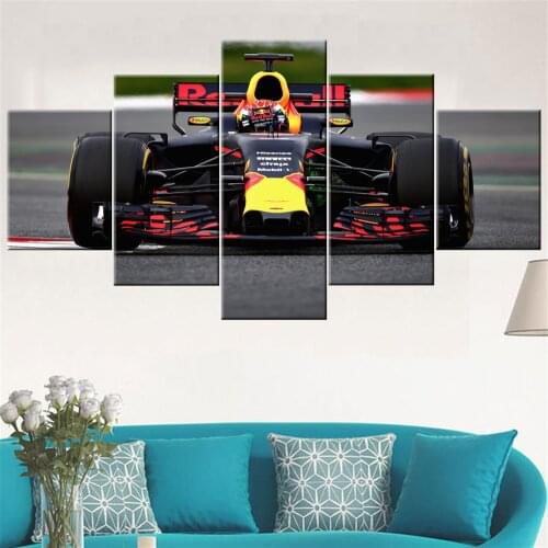 5 Panel Printed Formula Race Car Picture Large Wall Art Canvas Painting Decor Home Decoration Living Room Artwork Poster